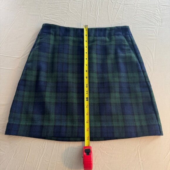 LOFT Green and Blue Plaid Mini A-Line Skirt NWT Size 2 - Picture 9 of 11